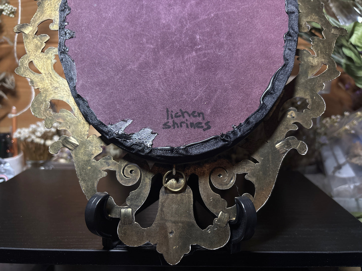tanned opossum face & lady butterflies ornate frame
