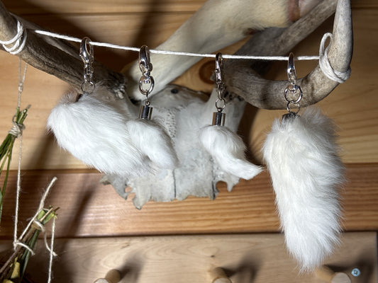 domestic farmed bunny tail keychains