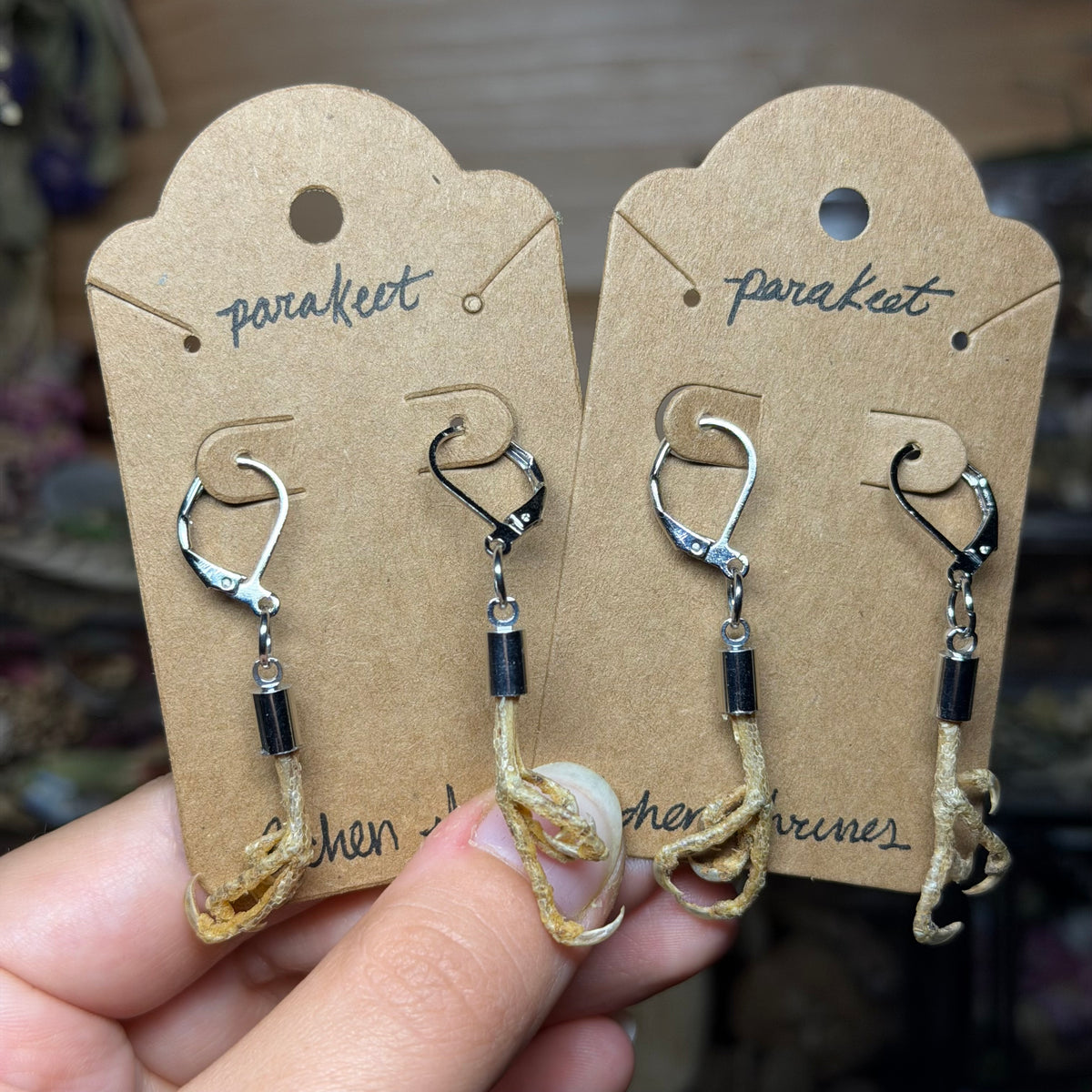 parakeet feet earrings