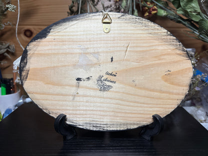 mummified farmed quail wings wooden plaque