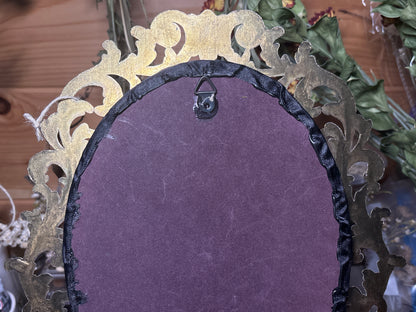 tanned opossum face & lady butterflies ornate frame