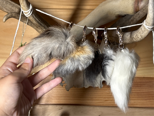 domestic farmed bunny tail keychains