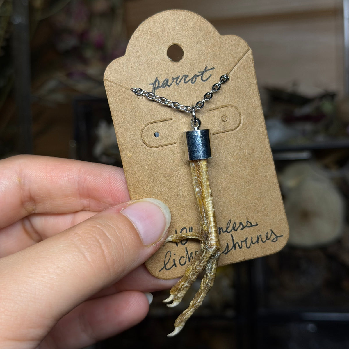 parrot foot necklace